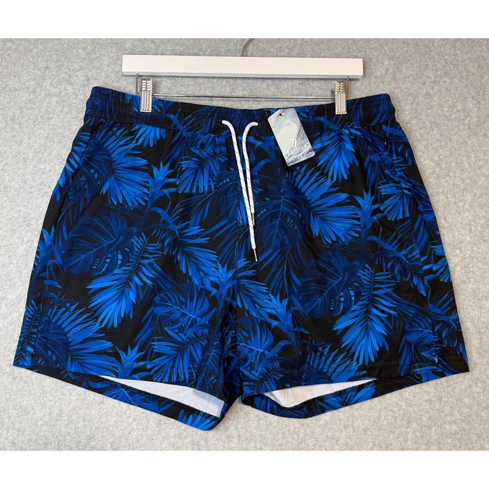 BRISIRA Swim Trunks Board Shorts Blue Tropical leaf Men's SIZE 36